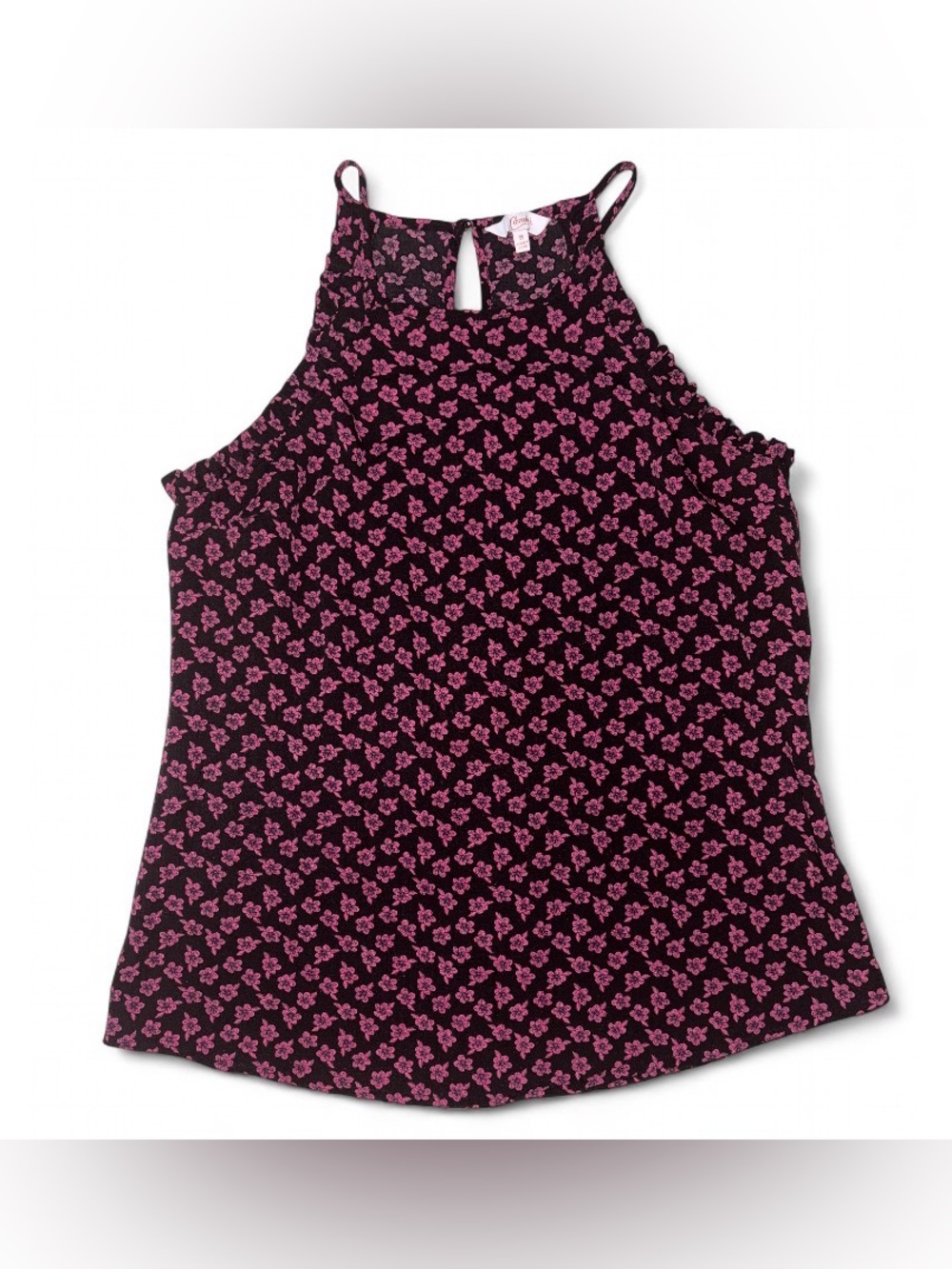 Candie's Black Halter Camisole with Pink Floral Print